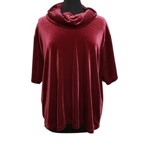 Easywear By Chico's Merlot Velvet Mock Neck Blouse Size Large